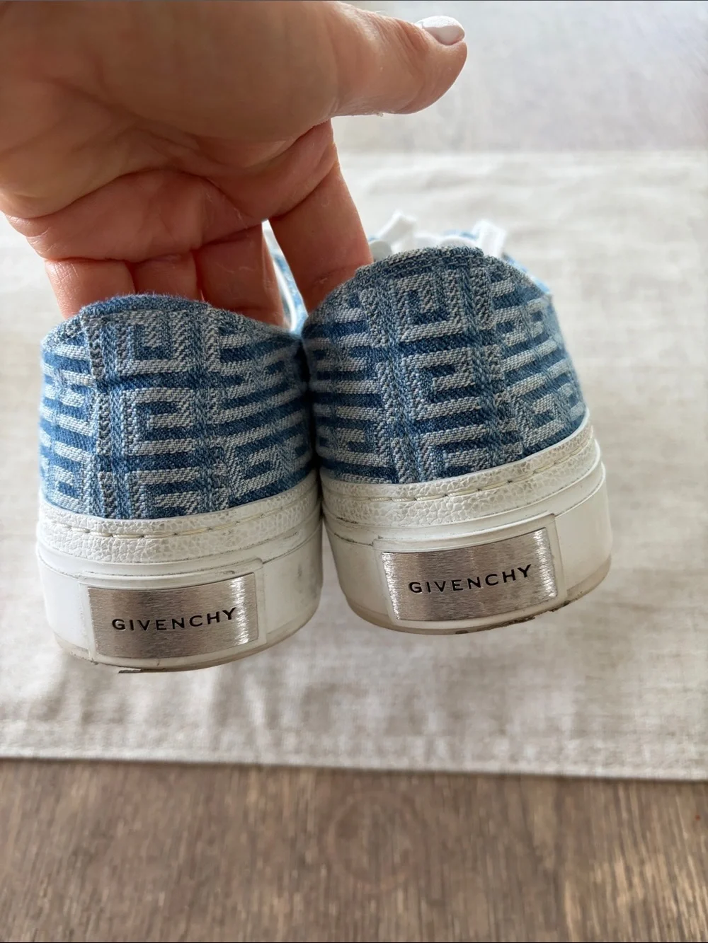 Givenchy Denim Pattern Low-Top Sneakers in Light Blue and White